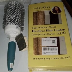 Professional Blowout Brush & Heatless Curlers. Professional Hair Styling Tools
